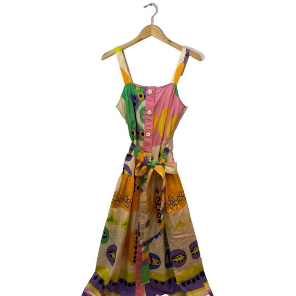 Zara Women's Abstract Colorful Printed Midi Dress Summer Holiday Size Medium - Picture 3 of 8